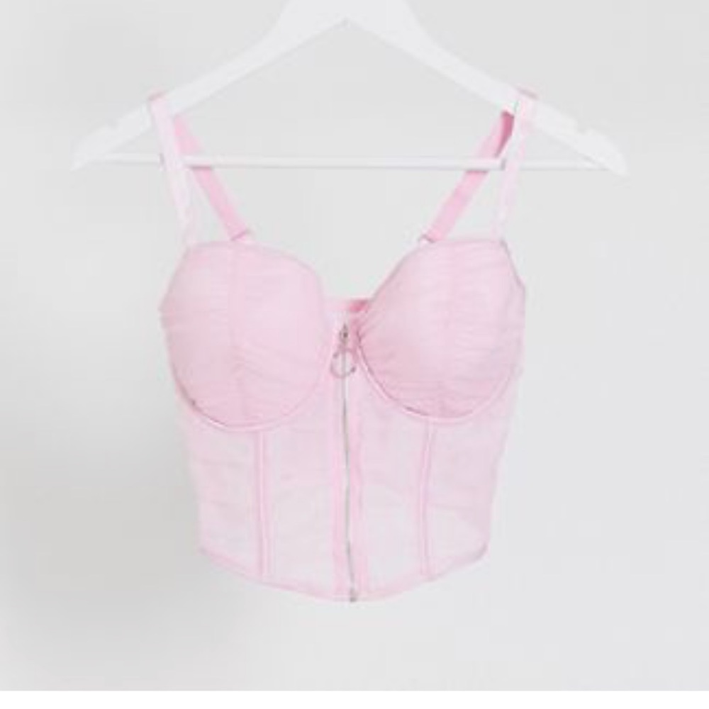 Asos design fuller bust aliki sheer ruched underwired padded bra with zip front
